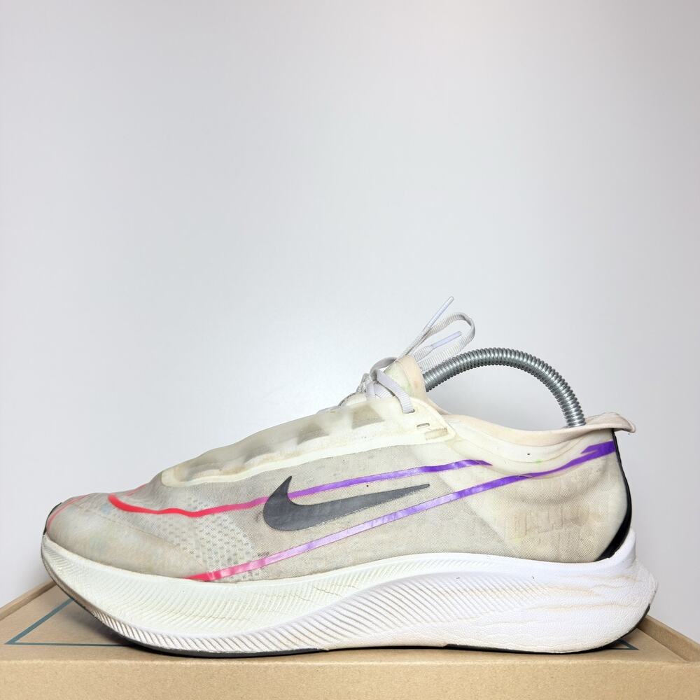 Nike Zoom Fly 3 White Violet Crimson Road Running Shoes Womens Size 10.5 Used